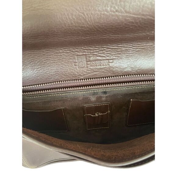 Jack Georges Womens Brown Leather Turn Lock Closure Shoulder Messenger Bag - Picture 10 of 10